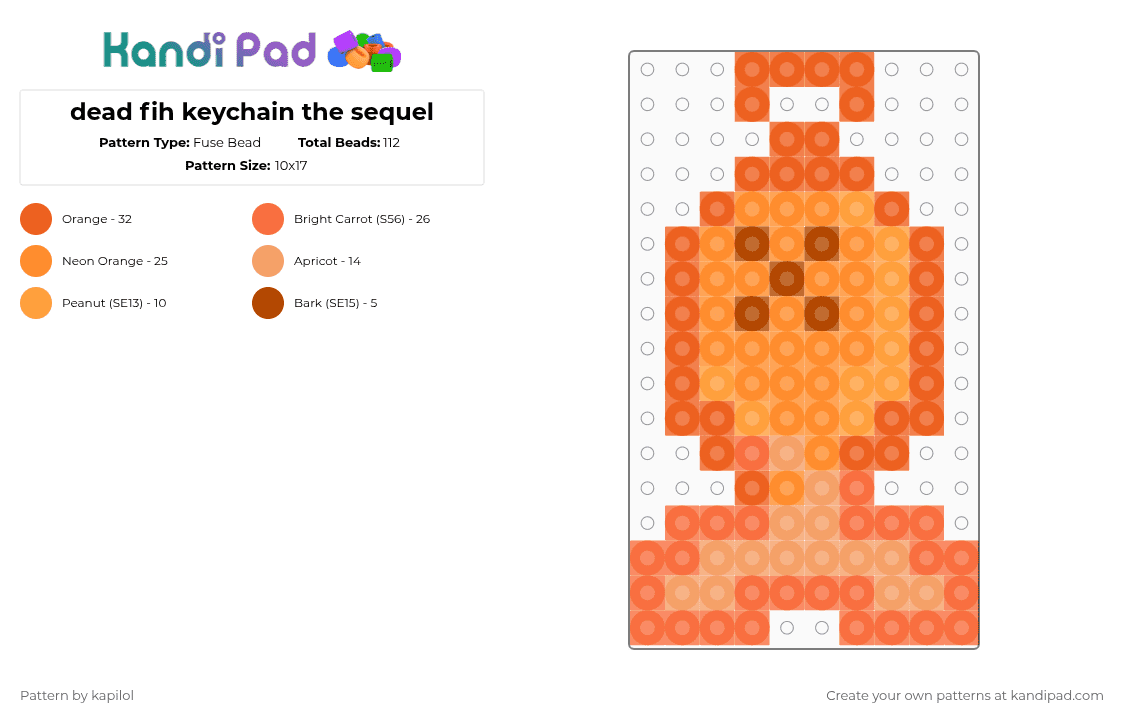 dead fih keychain the sequel - Fuse Bead Pattern by kapilol on Kandi Pad - orange,fish,keychain