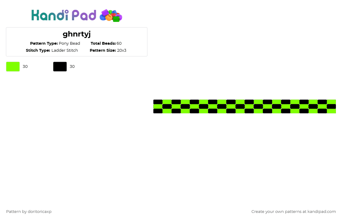 ghnrtyj - Pony Bead Pattern by doritoricaxp on Kandi Pad - green,black