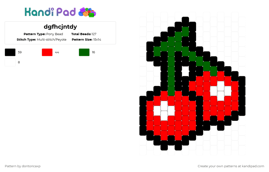 dgfhcjntdy - Pony Bead Pattern by doritoricaxp on Kandi Pad - cherries, cherry, food, fruit, green, red