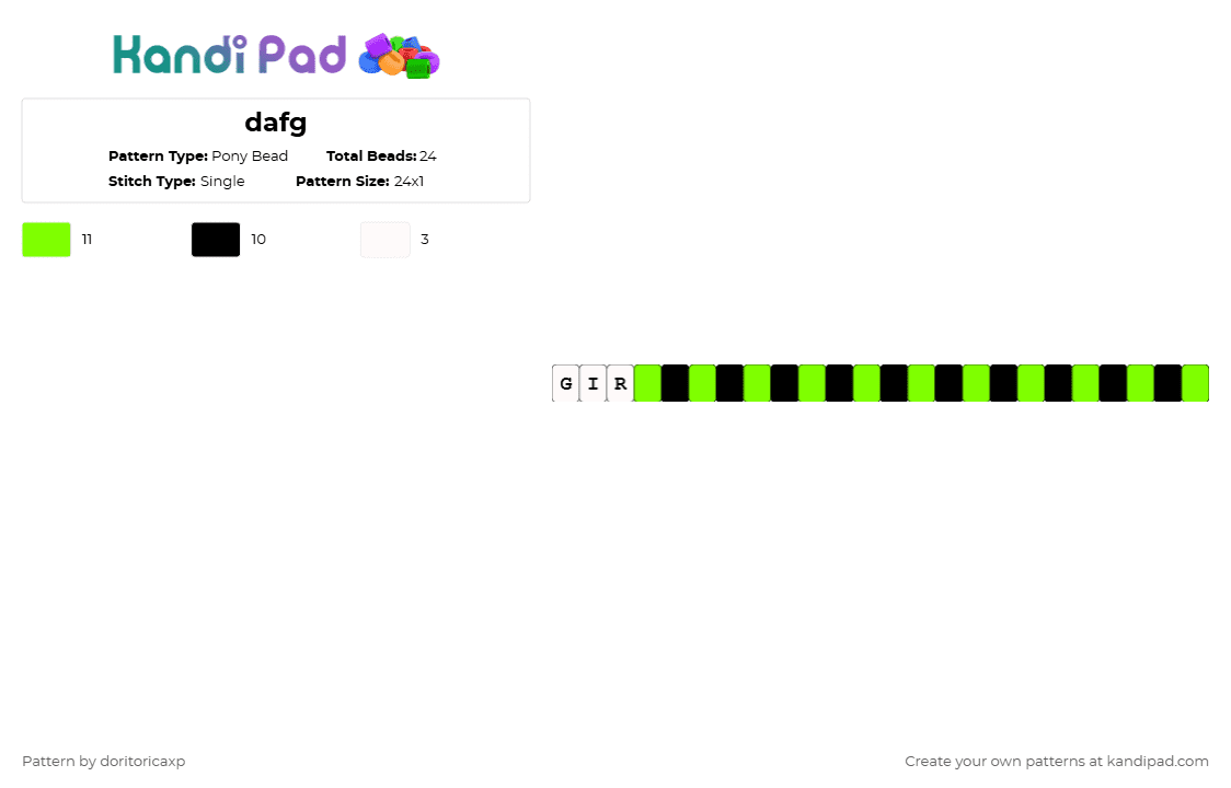 dafg - Pony Bead Pattern by doritoricaxp on Kandi Pad - green