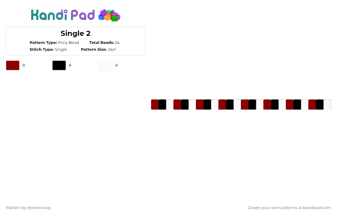 Single 2 - Pony Bead Pattern by doritoricaxp on Kandi Pad - red,white