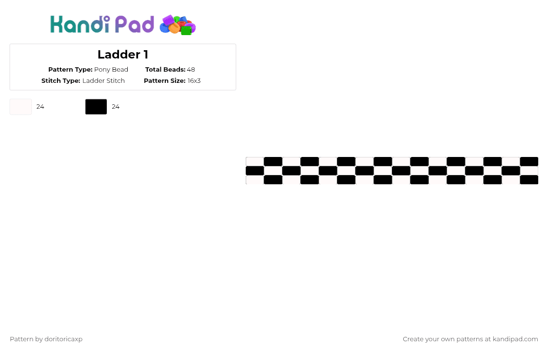 Ladder 1 - Pony Bead Pattern by doritoricaxp on Kandi Pad - white,black