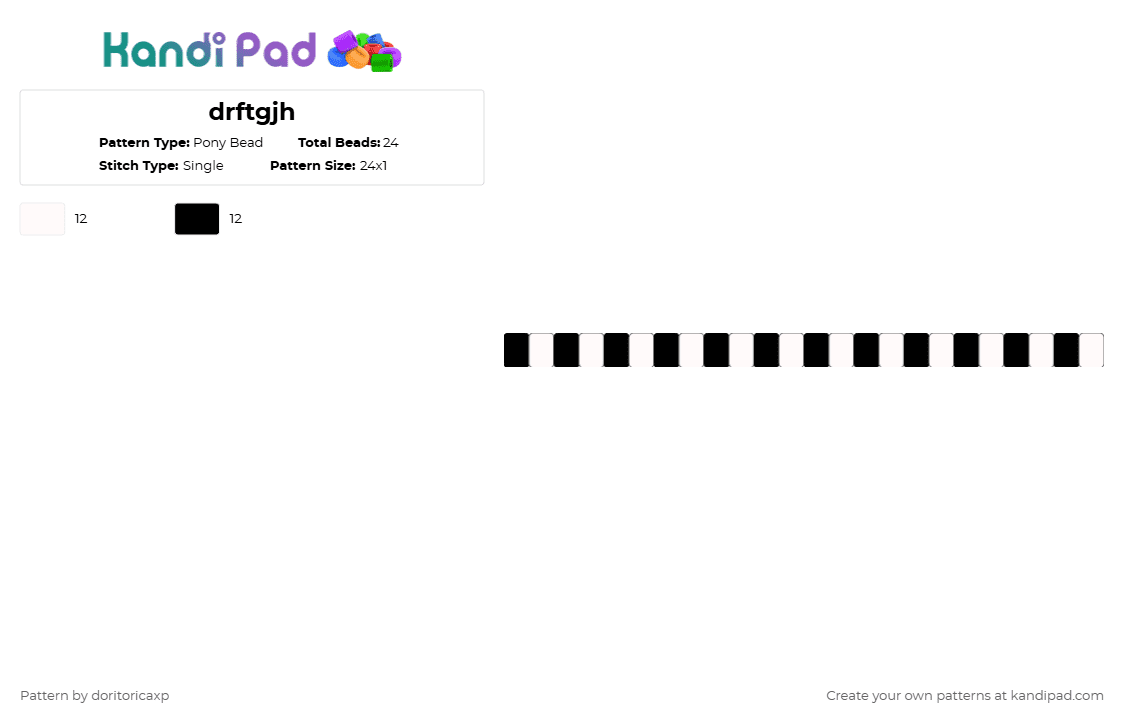 drftgjh - Pony Bead Pattern by doritoricaxp on Kandi Pad - white,black