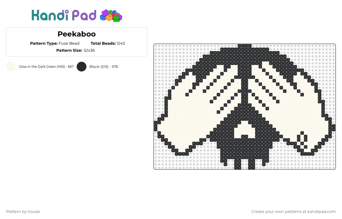 Peekaboo - Fuse Bead Pattern by houze on Kandi Pad - peekaboo,dj,edm,music,logo,black,white