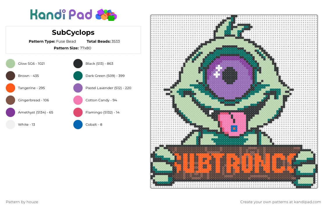 SubCyclops - Fuse Bead Pattern by houze on Kandi Pad - brown, cyclops, cyclops army, pink, subcyclops, subtronics, teal