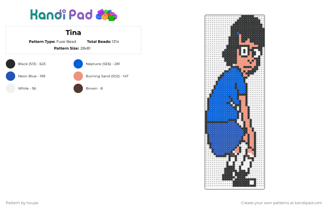 Tina - Fuse Bead Pattern by houze on Kandi Pad - blue