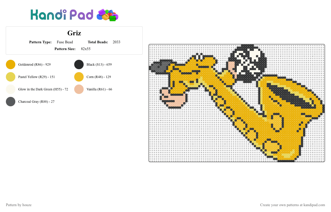 Griz - Fuse Bead Pattern by houze on Kandi Pad - saxophone,griz,dj,music,edm,orange