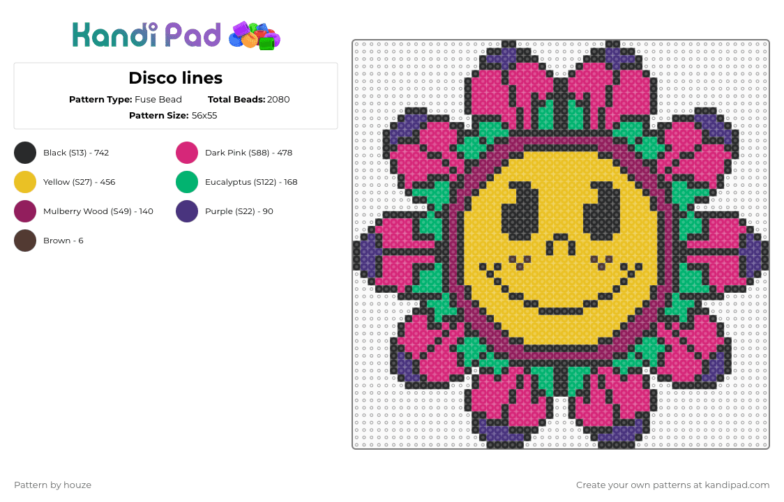 Disco lines - Fuse Bead Pattern by houze on Kandi Pad - yellow,pink,discolines,disco,lines,disco lines