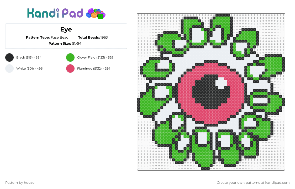 Eye - Fuse Bead Pattern by houze on Kandi Pad - red,green