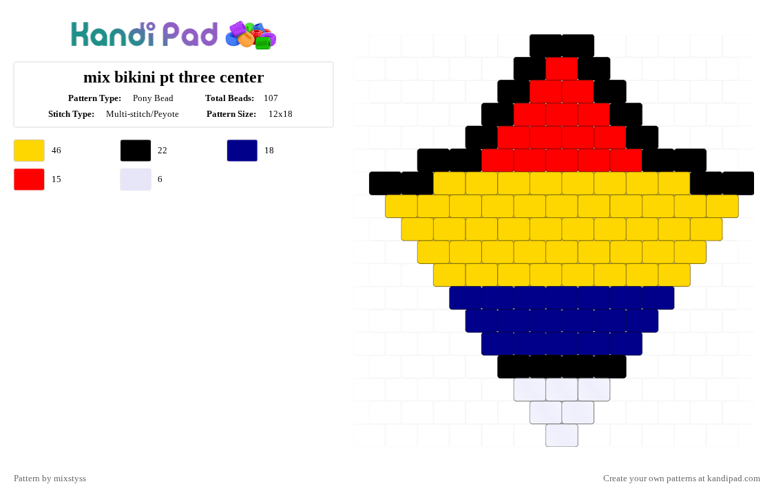 mix bikini pt three center - Pony Bead Pattern by mixstyss on Kandi Pad - yellow