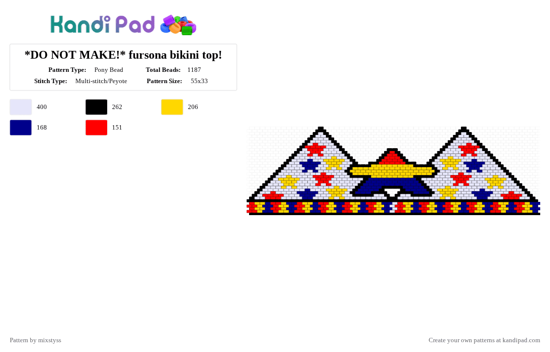*DO NOT MAKE!* fursona bikini top! - Pony Bead Pattern by mixstyss on Kandi Pad - yellow,purple