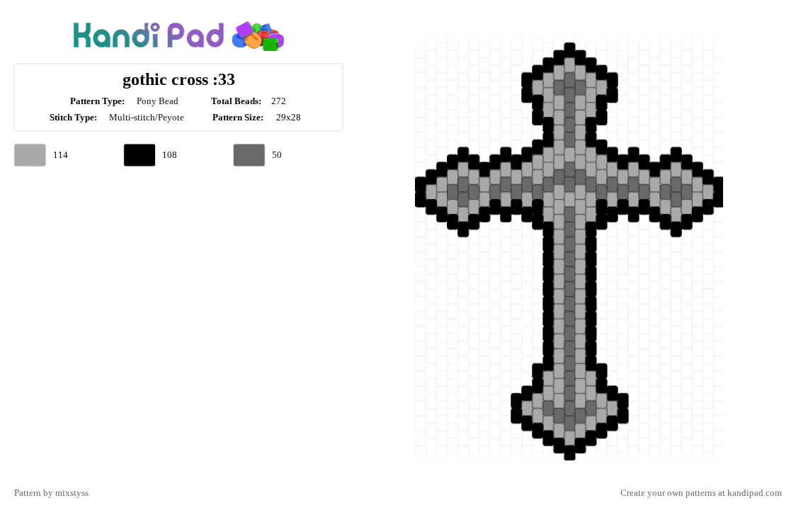 gothic cross :33 - Pony Bead Pattern by mixstyss on Kandi Pad - beige,gray,cotddarkacademia