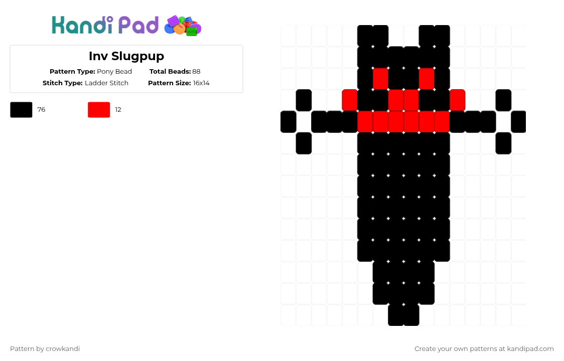 Inv Slugpup - Pony Bead Pattern by crowkandi on Kandi Pad - black