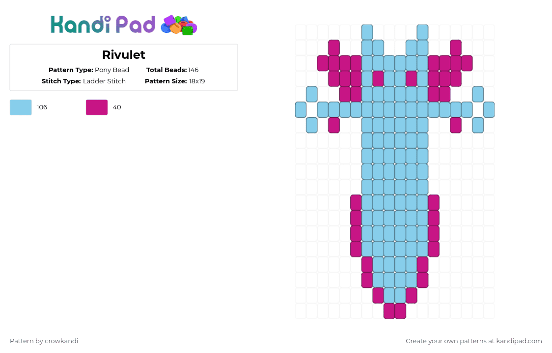 Rivulet - Pony Bead Pattern by crowkandi on Kandi Pad - light blue,pink