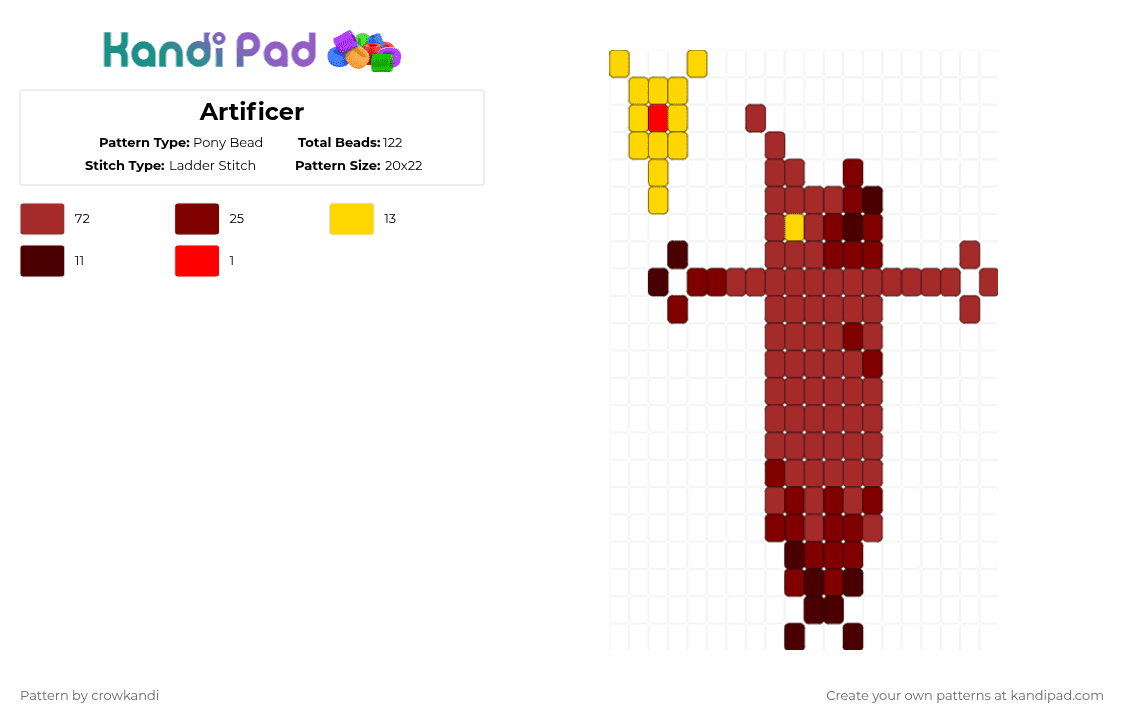 Artificer - Pony Bead Pattern by crowkandi on Kandi Pad - red