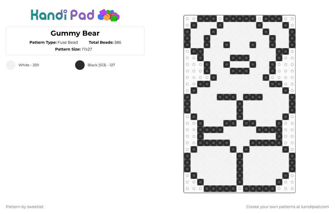Gummy Bear - Fuse Bead Pattern by sweetiet on Kandi Pad - black,white