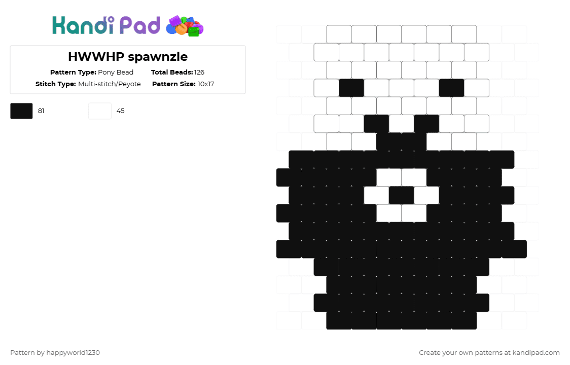 HWWHP spawnzle - Pony Bead Pattern by happyworld1230 on Kandi Pad - white,black