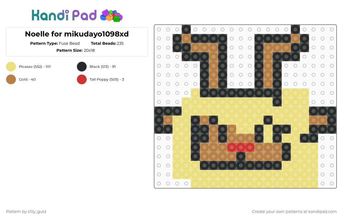 Noelle for mikudayo1098xd - Fuse Bead Pattern by deleted_user_651954 on Kandi Pad - yellow