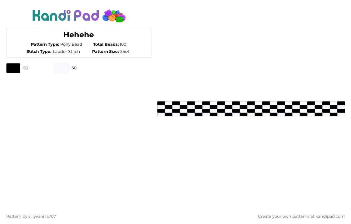 Hehehe - Pony Bead Pattern by deleted_user_651954 on Kandi Pad - black,white