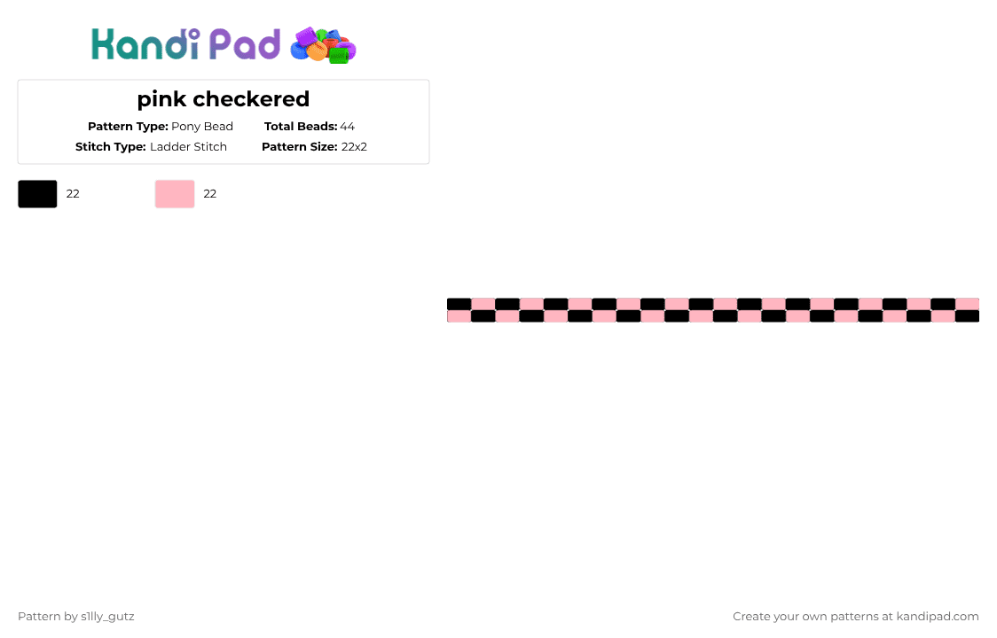 pink checkered - Pony Bead Pattern by deleted_user_651954 on Kandi Pad - black,pink