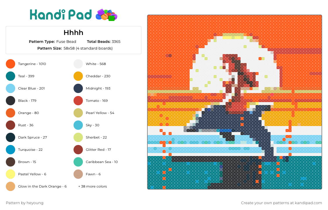 Hhhh - Fuse Bead Pattern by heyoung on Kandi Pad - dolphin,mermaid,sunset,seascape,ocean beauty,myths,orange,blue,silhouette