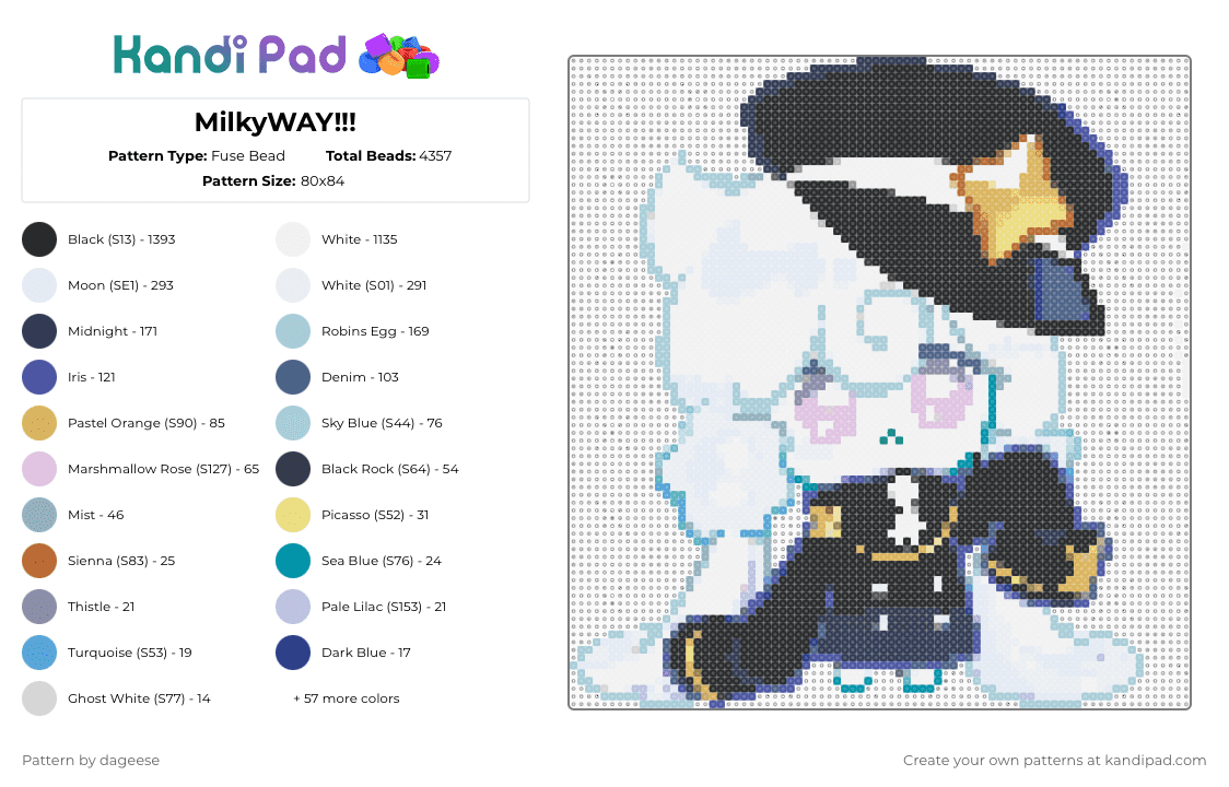 MilkyWAY!!! - Fuse Bead Pattern by dageese on Kandi Pad - white,purple,light blue,orange,colorful
