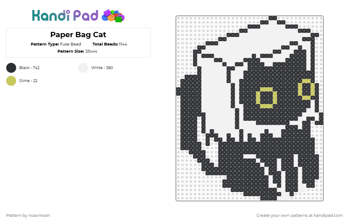 Paper Bag Cat - Fuse Bead Pattern by noaxmoon on Kandi Pad - 