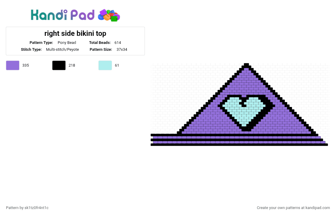 right side bikini top - Pony Bead Pattern by sk1tz0fr4nt1c on Kandi Pad - purple