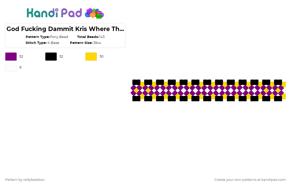 God Fucking Dammit Kris Where The Fuck Are We - Deltarune Susie Bracelet - Pony Bead Pattern by reillybeatbox on Kandi Pad - pink, yellow