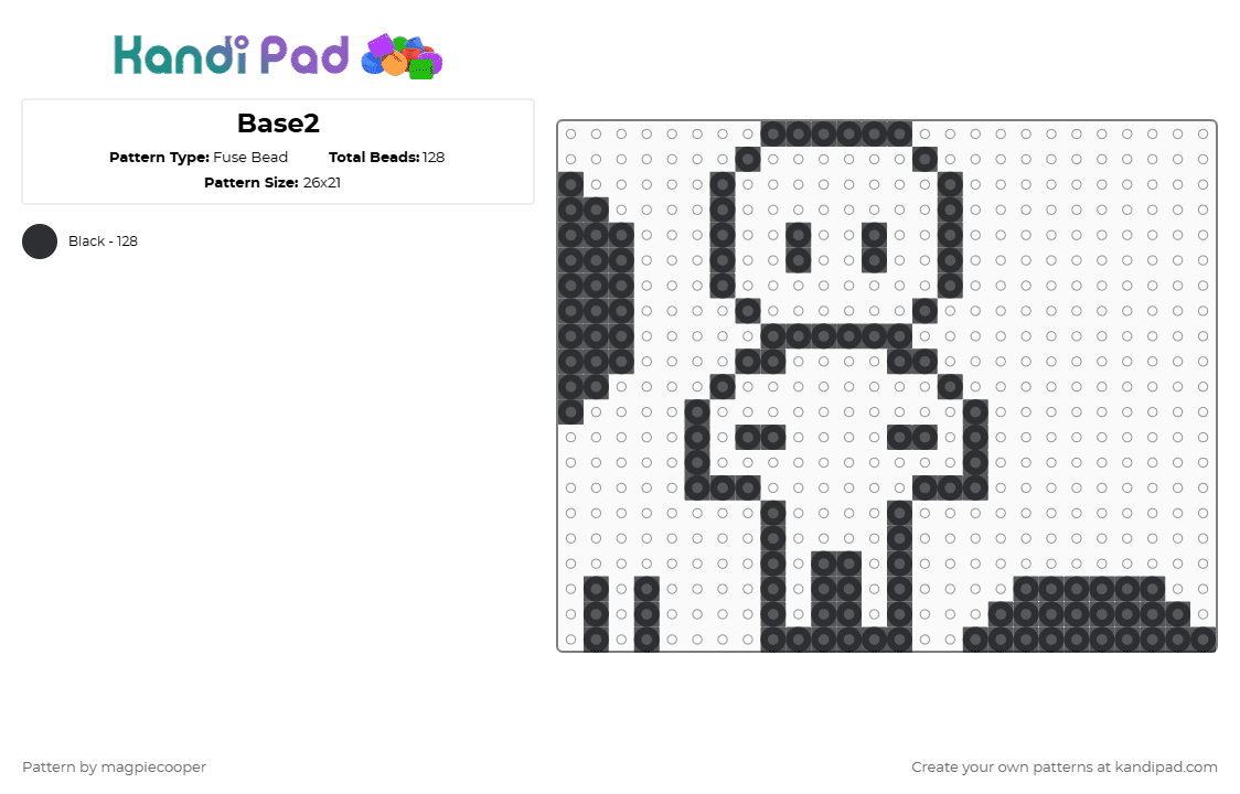 Base2 - Fuse Bead Pattern by magpiecooper on Kandi Pad - black