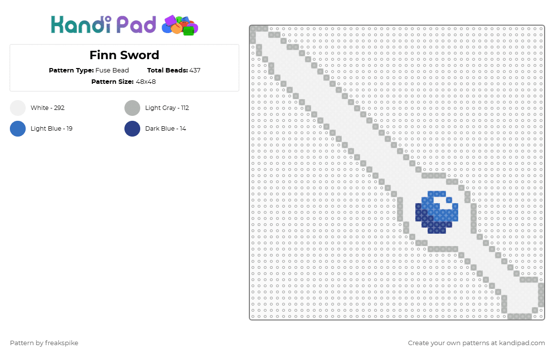 Finn Sword - Fuse Bead Pattern by freakspike on Kandi Pad - white,beige