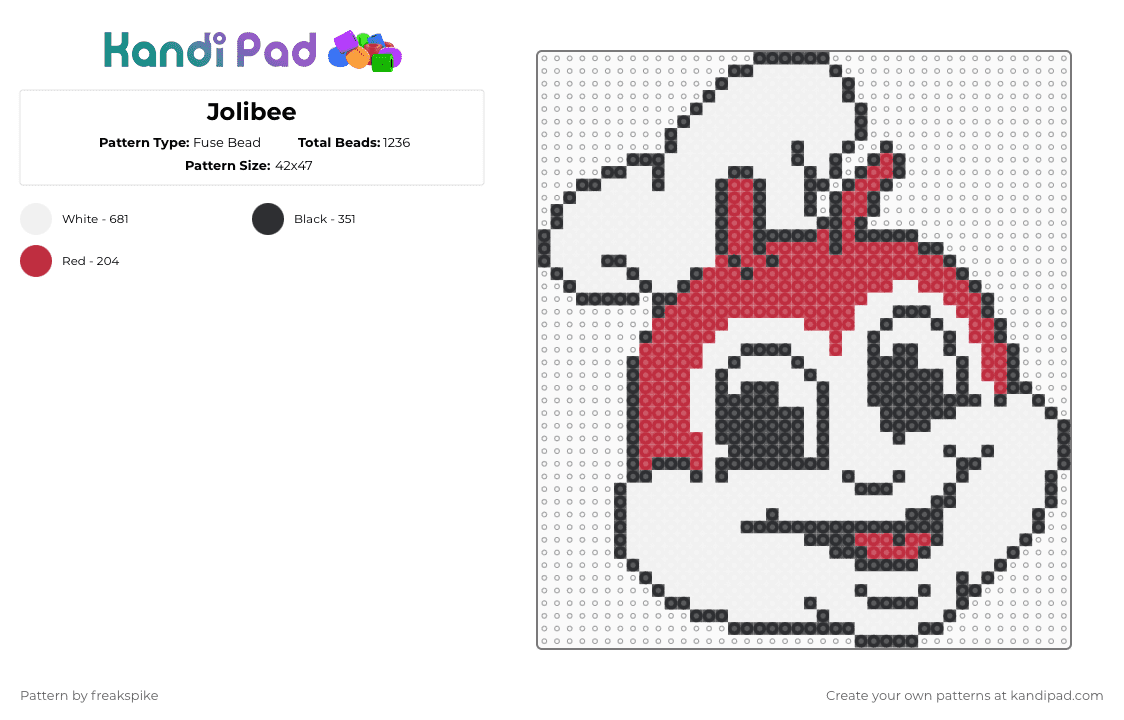 Jolibee - Fuse Bead Pattern by freakspike on Kandi Pad - white