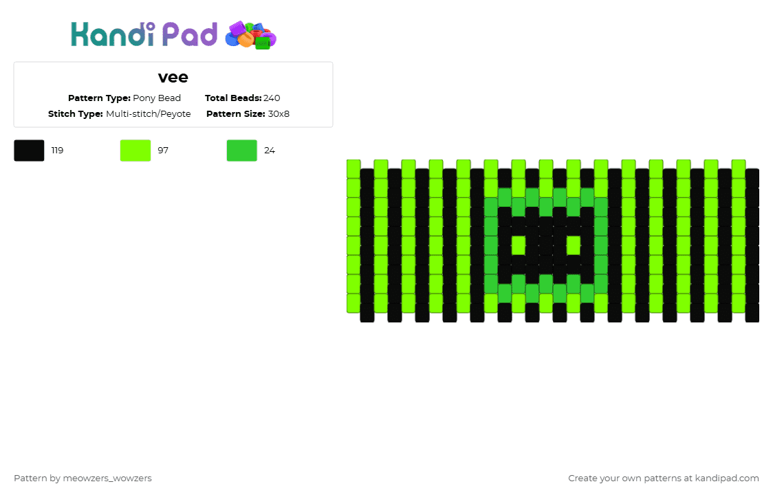 vee - Pony Bead Pattern by meowzers_wowzers on Kandi Pad - dandys world