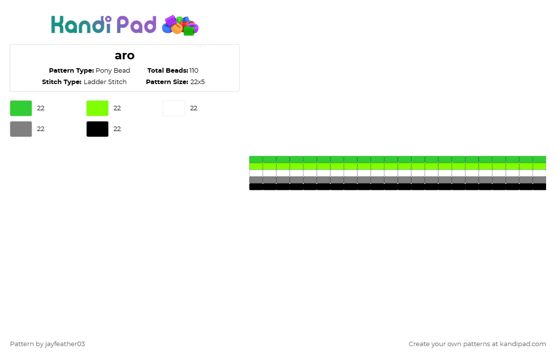 aro - Pony Bead Pattern by jayfeather03 on Kandi Pad - green,gray
