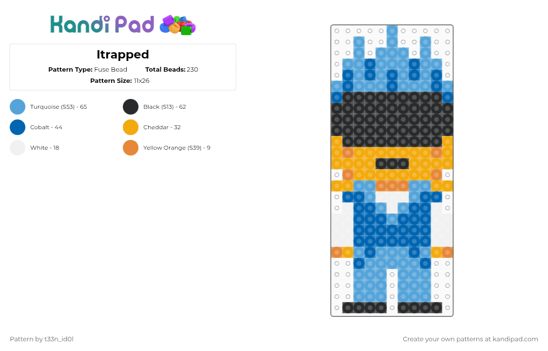 Itrapped - Fuse Bead Pattern by t33n_id0l on Kandi Pad - light blue