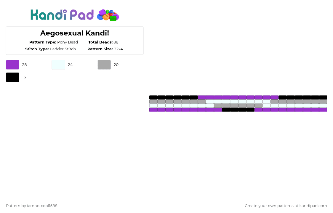 Aegosexual Kandi! - Pony Bead Pattern by iamnotcool1588 on Kandi Pad - purple,beige,pride,aegosexual,flag,aroace,asexual,aromatic