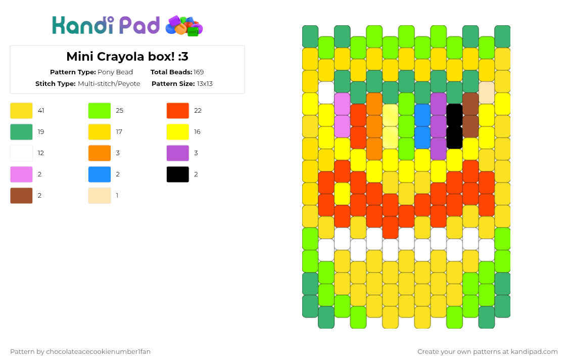 Mini Crayola box! :3 - Pony Bead Pattern by chocolateacecookienumber1fan on Kandi Pad - 