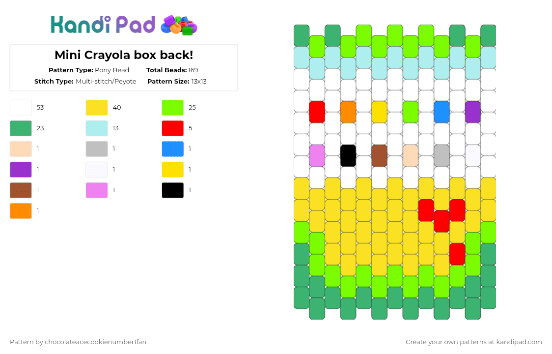 Mini Crayola box back! - Pony Bead Pattern by chocolateacecookienumber1fan on Kandi Pad - 