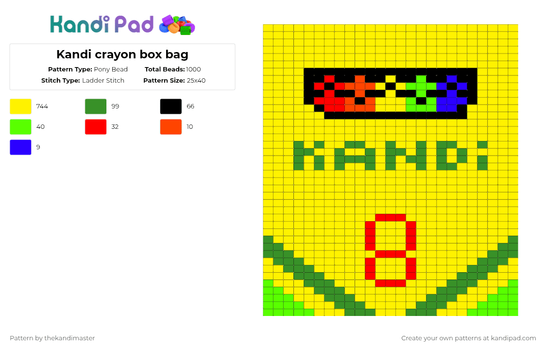 Kandi crayon box bag Pony Bead Pattern - Kandi Pad | Kandi Patterns ...