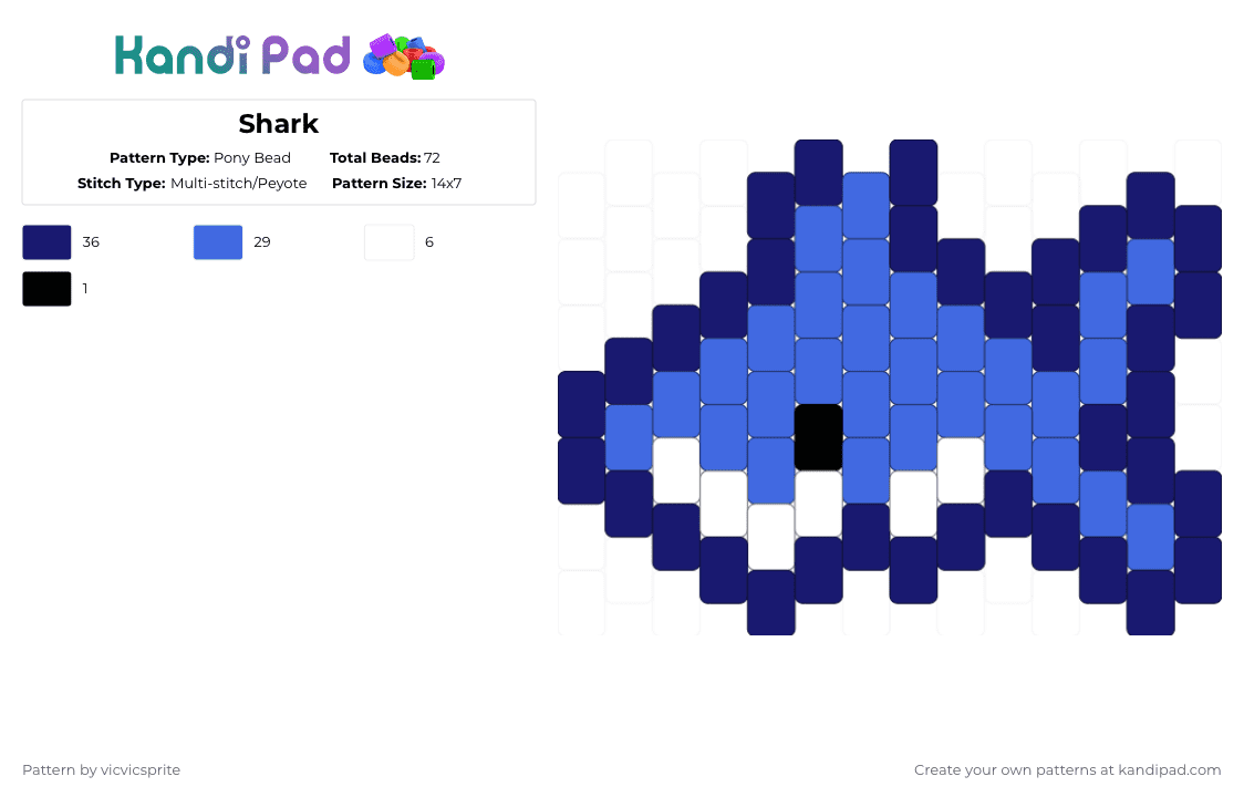 Shark - Pony Bead Pattern by vicvicsprite on Kandi Pad - purple,blue