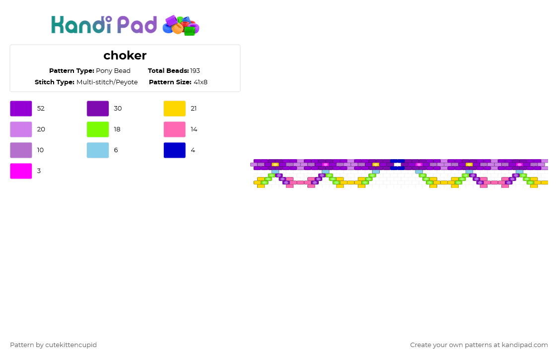 choker - Pony Bead Pattern by cutekittencupid on Kandi Pad - purple,pink