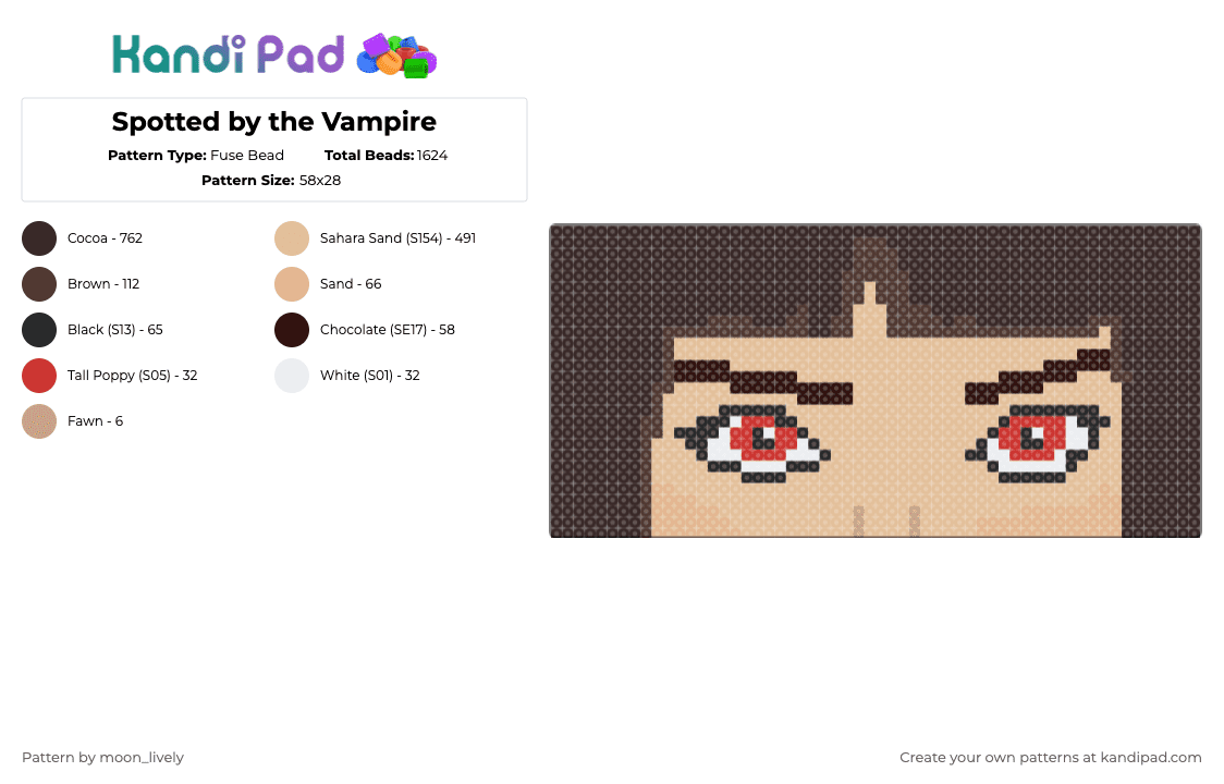 Spotted by the Vampire - Fuse Bead Pattern by moon_lively on Kandi Pad - brown,beige,cotdfanfiction,moonlivelykp,seen,located,spotted,vampire