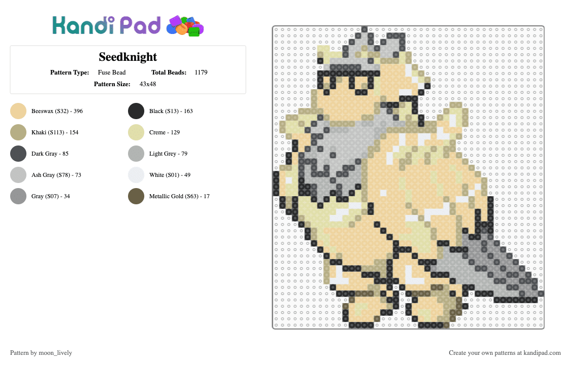 Seedknight - Fuse Bead Pattern by moon_lively on Kandi Pad - beige,moonlivelykp,pokemon fusion,pokemon,seedknight,grass pokemon,flying pokemon