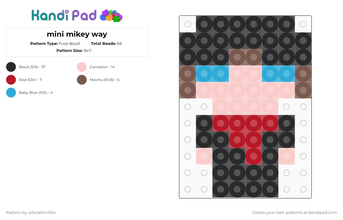 mini mikey way - Fuse Bead Pattern by urlocalmcrfan on Kandi Pad - black,beige,cotdemo