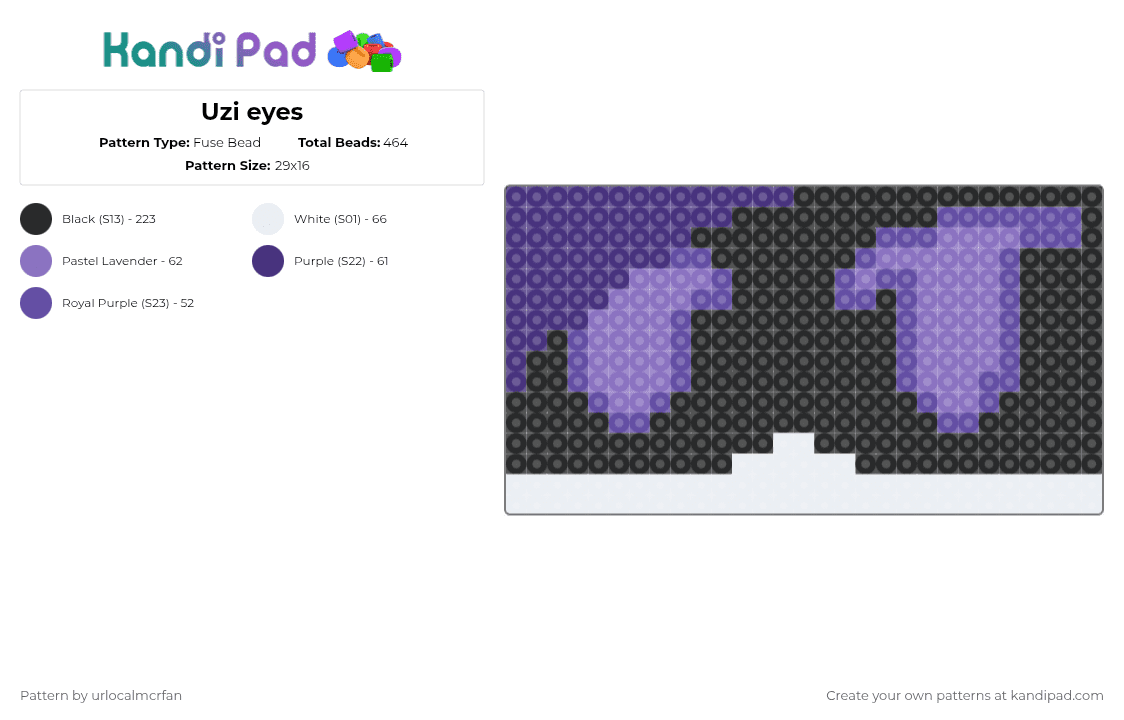 Uzi eyes - Fuse Bead Pattern by urlocalmcrfan on Kandi Pad - purple,blue