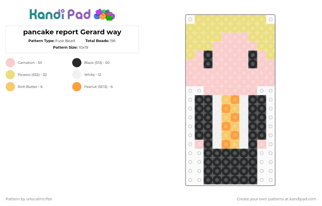 pancake report Gerard way - Fuse Bead Pattern by urlocalmcrfan on Kandi Pad - yellow,beige,cotdpancakes