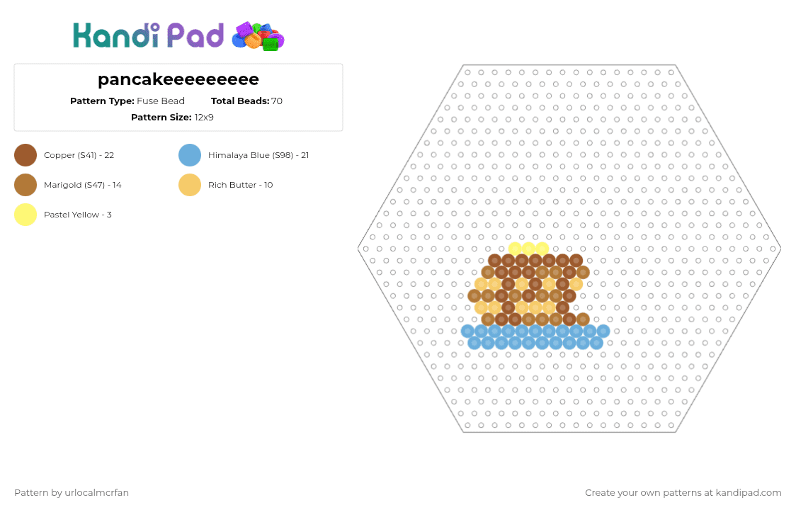 pancakeeeeeeeee - Fuse Bead Pattern by urlocalmcrfan on Kandi Pad - cotdpancakes, tan