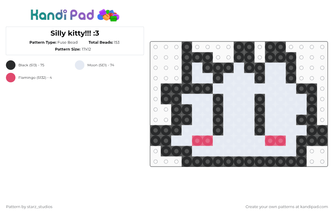 Silly kitty!!! :3 - Fuse Bead Pattern by starz_studios on Kandi Pad - white,cat,cute,fuse beads,easy
