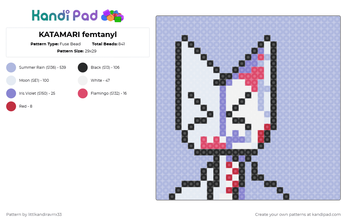 KATAMARI femtanyl - Fuse Bead Pattern by littlkandiravrrx33 on Kandi Pad - pink