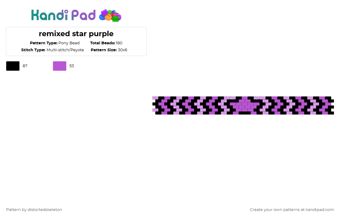 remixed star purple - Pony Bead Pattern by distortedskeleton on Kandi Pad - pink,black